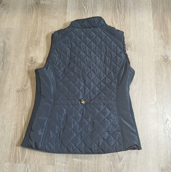 Navy Blue  Quilted Puffer Vest with Gold Accents - Picture 2 of 4